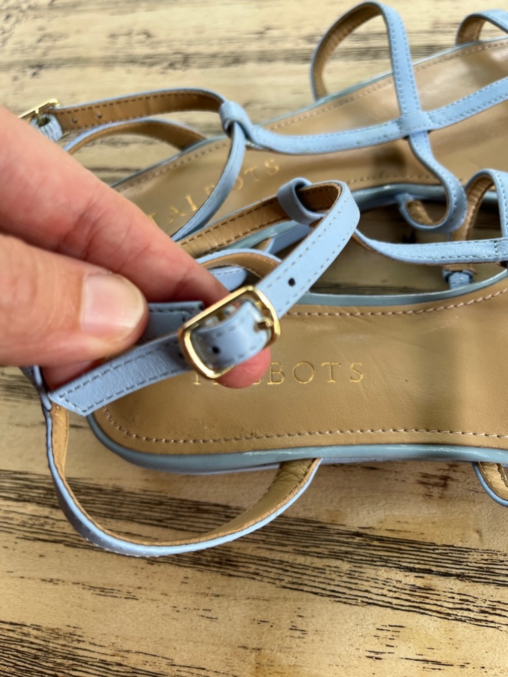 Talbots Gladiator Blue Leather Strappy Flat Sandals ๐ without ๐ฆ - Picture 6 of 11